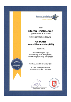Zertifikat Gepruefter Immobilienmakler